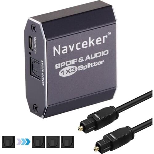 2021 Best 1x3 Toslink Spdif Optical Digital Audio Splitter One input 3 Outputs Support LPCM 2.0 DTS AC3 With Optical Cable