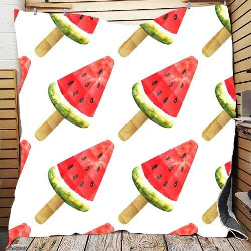 3D Fruit Watermelon Pattern Quilt Throw Warm Blankets For Birthday Gifts Fall Winter Quilt Home Decor Textile