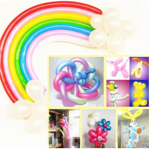 5pcs Strip Balloon Long Magic Balloons Rose Gold Magic Strip Balloon Party Favors Inflatable Air Balls Wedding Red Latex Balloon