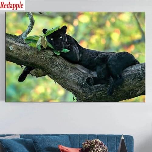 5D DIY Diamond Painting Modern animal art, black panther Full Square Round Drill Embroidery Cross Stitch 5D Home Decor mosaic