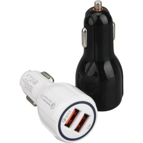 Car USB Charger Quick Charge 3.0 for iPhone Samsung Xiaomi 2 Port Fast Car Charging Adapter QC3.0 Mobile Phone Chargers 200pcs