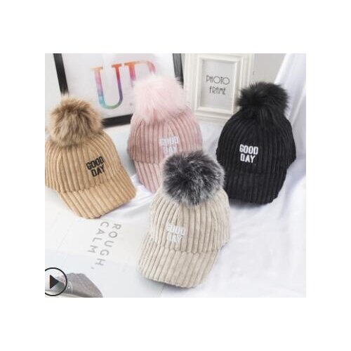 Citgeett Toddler Girls Baseball Caps Lightweight Letter Embroidery Corduroy Hat Pom