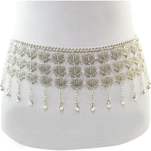 Bohemian Multilayer Tassel Butterfly Lady Belly Chain for Women Waist Chain Belt Belly Dance Sexy Chain Jewelry Retro Gift
