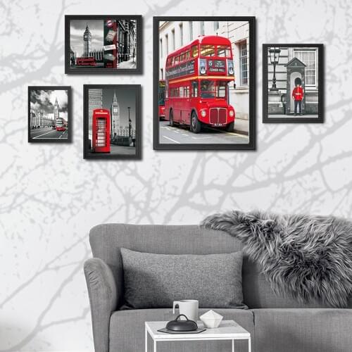 British Booth Bus the Big Ben Clock Painting Modern Decorative Picture canvas painting cuadros decoracion posters and prints