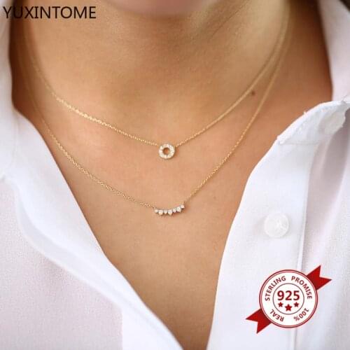 925 Sterling Silver Chain Crystal Necklace for Women Minimalist Choker Necklace Wedding Accessories Fashion Gift Jewelry