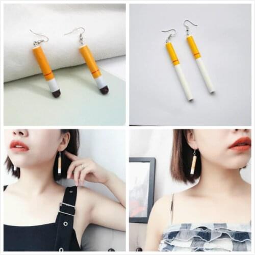 Exclusive Design Funny Emulational Cigarette Earrings Student Funny Creative DIY Interesting Acrylic Cigarette Butt Eardrop