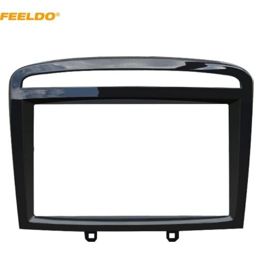 FEELDO Car Double Din Radio Fascia DVD Decorative Frame for PEUGEOT 408 2013 Dashboard Mount Panel Frame Trim Kit
