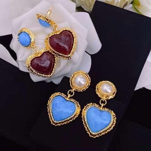 Brand Jewelry For Women Water Heart Colorful Earrings Cute Sweet Jelly Earrings Silver Jewelry