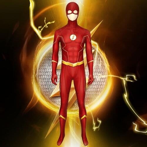 The Flash Cos Barry Allen Season 6 Adult One-Piece Leotard Cosplay Costume R