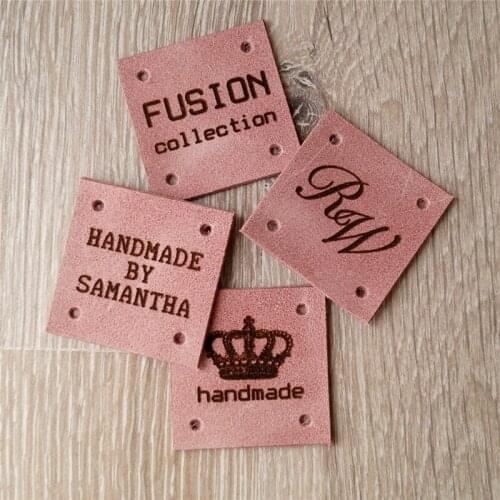 Leather sewing tags, custom labels, personalized leather labels, handmade labels, labels for knitted goods, custom label tags