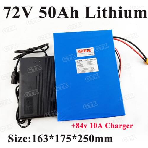 Power 72V 50Ah lithium li ion battery pack with BMS for 3000W 3500W electric motorcycle e-scooter EV forklift +10A Charger