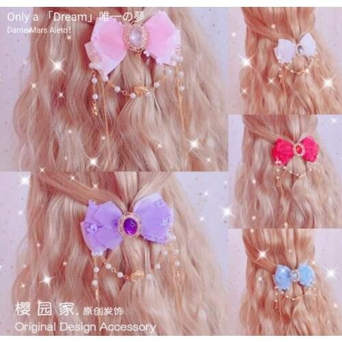 Lolita Bow Hairpin Vintage Pearl Star Pendant Tassel Hairpin Hair Accessories Headdress Princess Headdress Cosplay Mori Girl