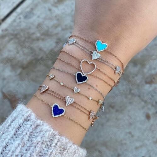 Missvikki European Trendy Cute Heart stackable mix match multi-color optional bracelets For Women Jewelry High Quality Shiny CZ