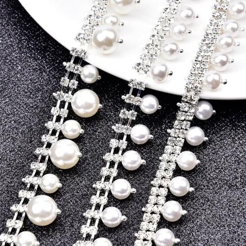 Fashion All-match Rhinestone Tassel Pearl Chain Handmade DIY Clothes Collar Wedding Shoes Accessories Sewing Crystal Trimming