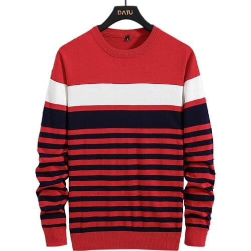 Mens new autumn/winter jacket full cotton stripe fashion casual multi-color joker wear sweater series size M,L,XL,XXL,XXXL