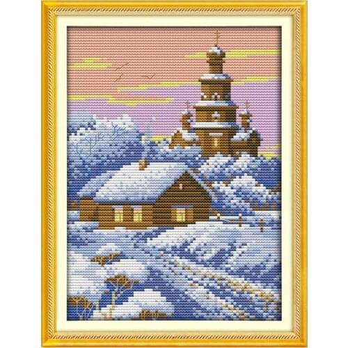 Winter evening scenery painting counted 11CT 14CT DIY kit Chinese Cross Stitch embroidery needlework Sets home decor