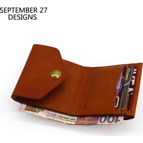 New Fashion Men Short Wallets Genuine Leather Luxury Male Clutch Vintage Credit Card Purses 100% Cowskin Retro Hasp Coin Pouch