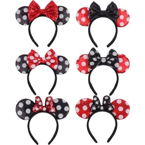 1PC New Chic DOT Big Glitter Sequin Bow Mouse Ears Hair Band Women Glirs Soft Delicate Headband Hairband DIY Hair Accessories