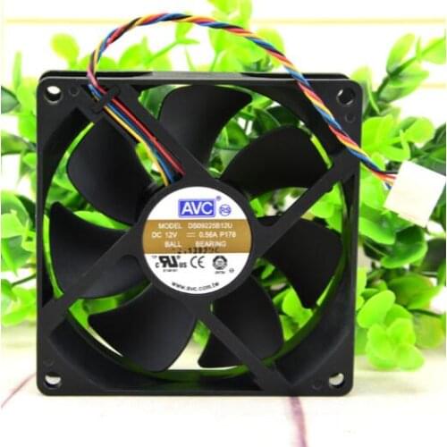 Original AVC DS09225B12U 12V 0.56A 9CM9025 4 Line double Ball temperature Control PWM Fan