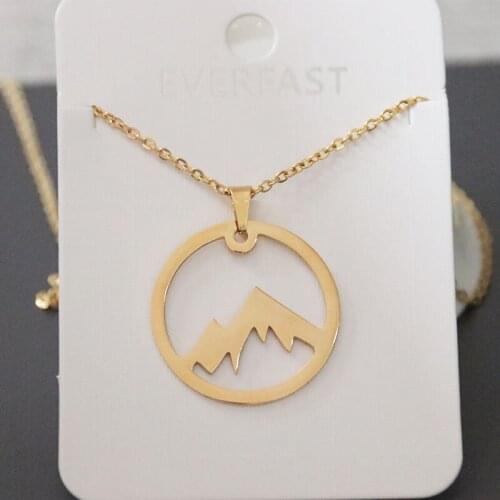 Everfast 1pc New Rural Snow Mountain Stainless Steel Necklace Pendant Link Chain Anime Women Love Collar Necklaces Drop Shipping