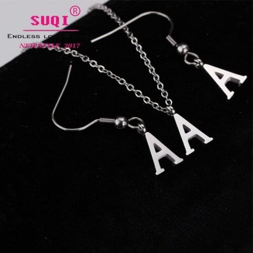 Fashion Letter Pendants Alfabet Initial Necklace silver color Stainless Steel Choker Necklace Women Jewelry Kolye Collier