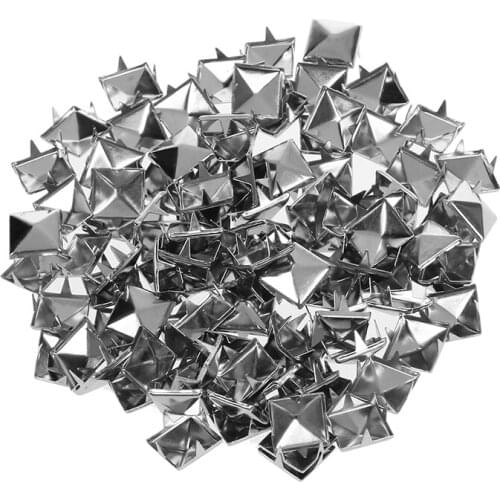 Promotion! 100 Pcs 10mm Leathercraft DIY Metal Punk Spikes Spots Pyramid Studs Goth-Silver