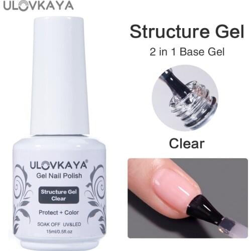 ULOVKAYA Clear Structure Gel 15ml Soak Off Thick Rubber Base For Gel Varnish Semi Permanent Manicure Gel Nail Art Design
