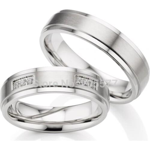 Luxury Europe style classic design Silver Color Handmade Titanium Wedding bands Engagement rings couple Rings pair