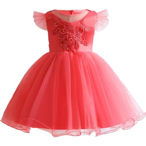 LZH Baby Girls Embroidered Mesh Princess Dress For Girls Wedding Party Dress Flower Birthday Dress 1-5 Year