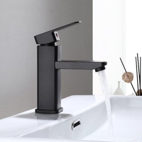 Basin Faucets Bathroom Sink Faucet Mixer Deck Mounted Hot and Cold Single Hole Bathroom Sink Taps Black Brass Lavatory Faucets