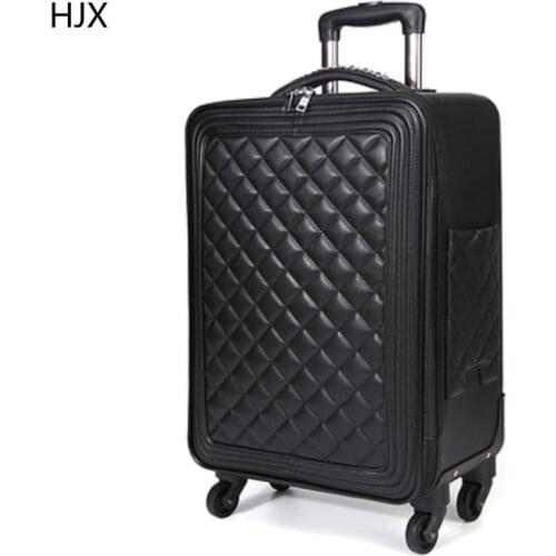 100% Simulation leather handbag and Rolling Luggage high quality fashion 16/20/24 size Spinner brand Travel Suitcase