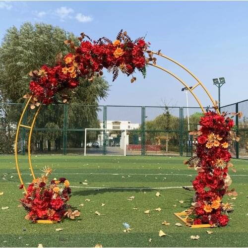 Wedding Props Round Metal Circle Double Pole Flower Stand T Stage Wedding Background Decoration Iron Wrought Arc Arch Door Shelf