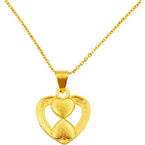 VAMOOSY Original 24K Gold Necklaces for Women Golden Wedding Love Heart Pendant Choker 2020 Fashion Clavicle Necklace Jewelry