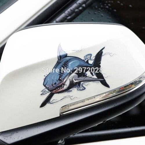 2 x Newest Funny Deepwater Shark Creative Decorative Auto Decal Cartoon Car Sticker Car Rear Mirror Decal Creative Pattern Vinyl