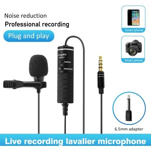 3.5mm Lavalier Condenser Microphone Mini Portable Video Audio Recording Studio Mic for Computer Laptop Phone Camera