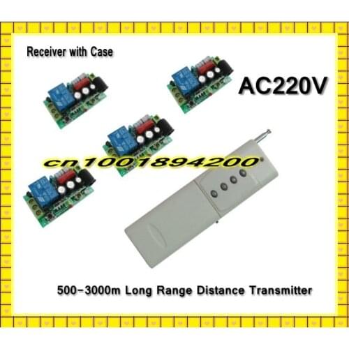 AC220V Long Distance Remote Control Switch System 500-3000m Transmitter + 10A Receiver Learning Code Momentary Toggle Latched