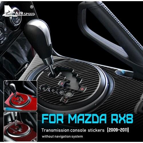 AIRSPEED Carbon Fiber for Mazda RX8 2009-2011 Accessories Interior Trim Car Gear Shift Panel Transmission Console Cover Sticker