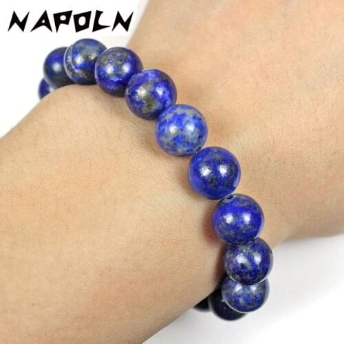 NAPOLN Natural Stone Bracelet Lapis Lazuli Bracelets For Women Men Elastic Energy Pulsera Homme Jewelry 4/6/8/10MM