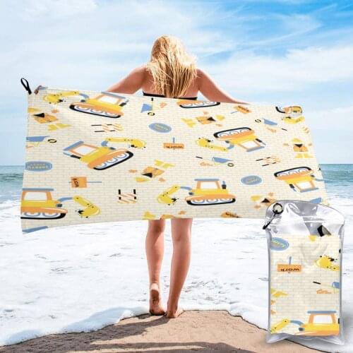 Quick Dry Beach Towel Cartoon Construction Equipments Microfiber Bath Towel Beach Cushion Swimming Sand Free Beach Towel