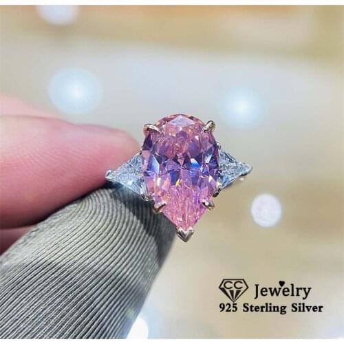 CC Luxury Rings For Women S925 Silver Water Drop Big Cubic Zirconia Party Ring Bridal Jewelry Accessories Drop Shipping CC1420