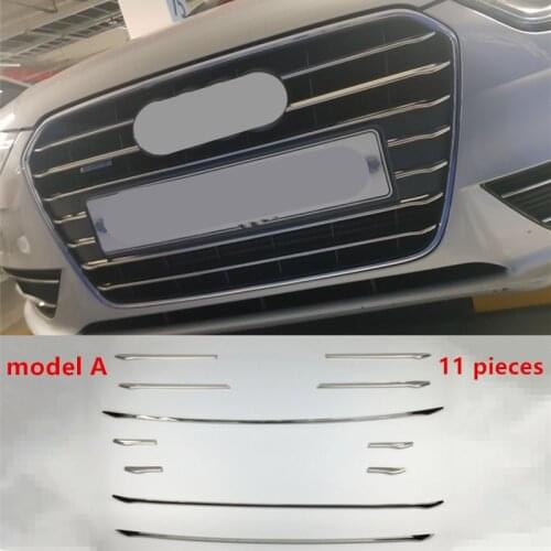 CNORICARC Front Bumper Air Grille Grill Decor Cover Trim For Audi A4 B8 2013-2016 Stainless Steel Car Styling Exterior Modified