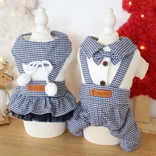 Two Styles for Choice Dog Dresses and Jumpsuits for Autumn and Winter Dogs Couples College Style Clothes for Pet Dog Supplies