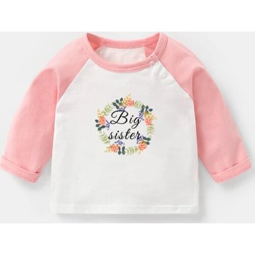 Little Sister Big Sister Cute Print Tee Baby Long Sleeve T-shirts Tops Girl Cotton 0-2 Years T Shirt Childs Clothes Holiday Gift