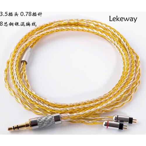 LEKEWAY TONEKING MMCX/2Pin 0.78 Interface 3.5MM 8-Core gold Silver Mixed Cable Use For Shure SE846