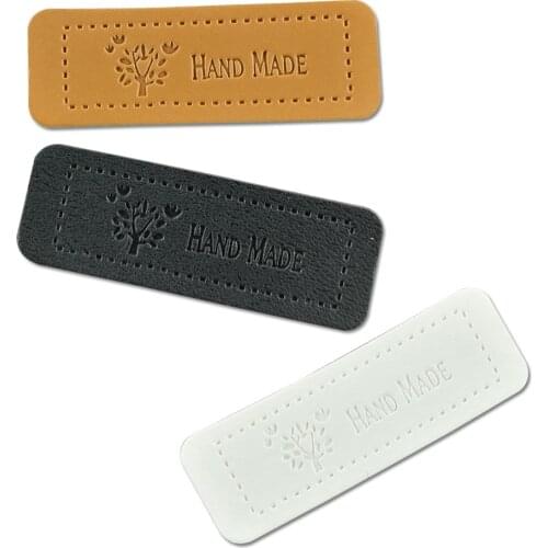 Life Tree Handmade Leather Patch For Clothing Sewing Leather Label For Gift Diy Sewing Decorative Tags Hand Made Leather Labels