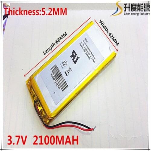 3.7V 2100mAh 524288 Lithium Polymer Li-Po li ion Rechargeable Battery cells For Mp3 MP4 MP5 GPS mobile bluetooth