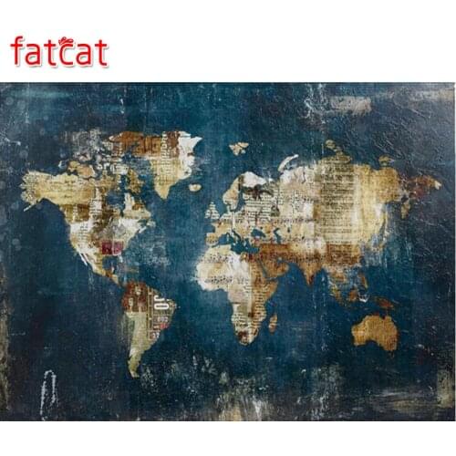 FATCAT DIY Abstract Diamond Painting scenery Full Embroidery Sale world map Diamond Picture Rhinestone Mosaic office decor AE305