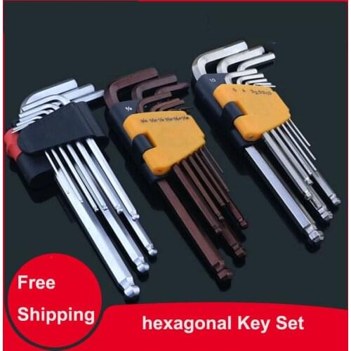 9Pcs Set Metric Hexagon Allen Key Wrench Tools Set Ball Head Inner Hexagonal Wrench Set Lengthened
