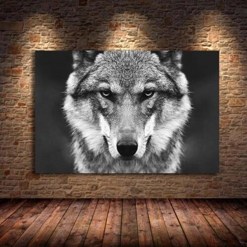 Nordic Style Wolf Head Wall Art Pictures Wild Animals Posters Black White Canvas Painting Print Home Room Decoration Unframed