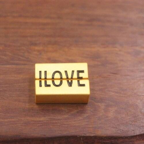 New Pure 24K 3D Yellow Gold Bead 15x5mm Each "I LOVE" Rectangular DIY Bead 2 PES A Lot